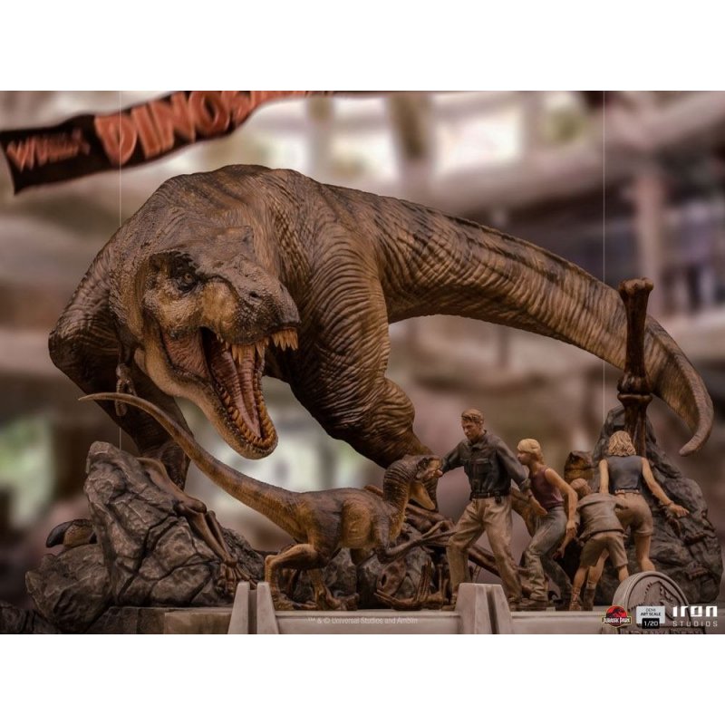 De Toyboys  Jurassic Park Demi Art Scale Statue 1/20 T-Rex attacks Donald  Gennaro 30 cm