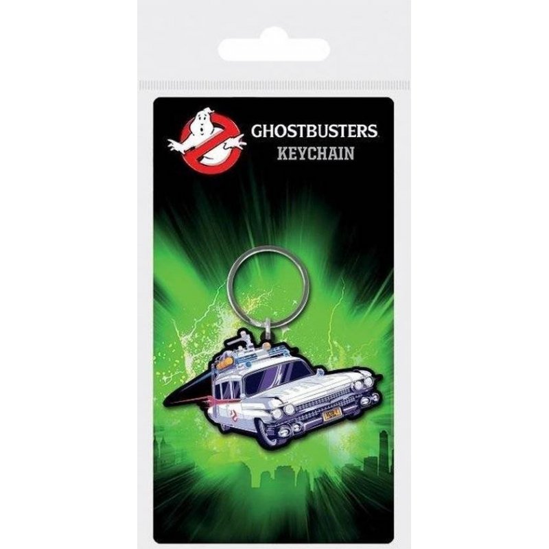 NEU Gummi Schlüsselanhänger Ghostbusters Ecto-1 Ectomobile rubber keychain