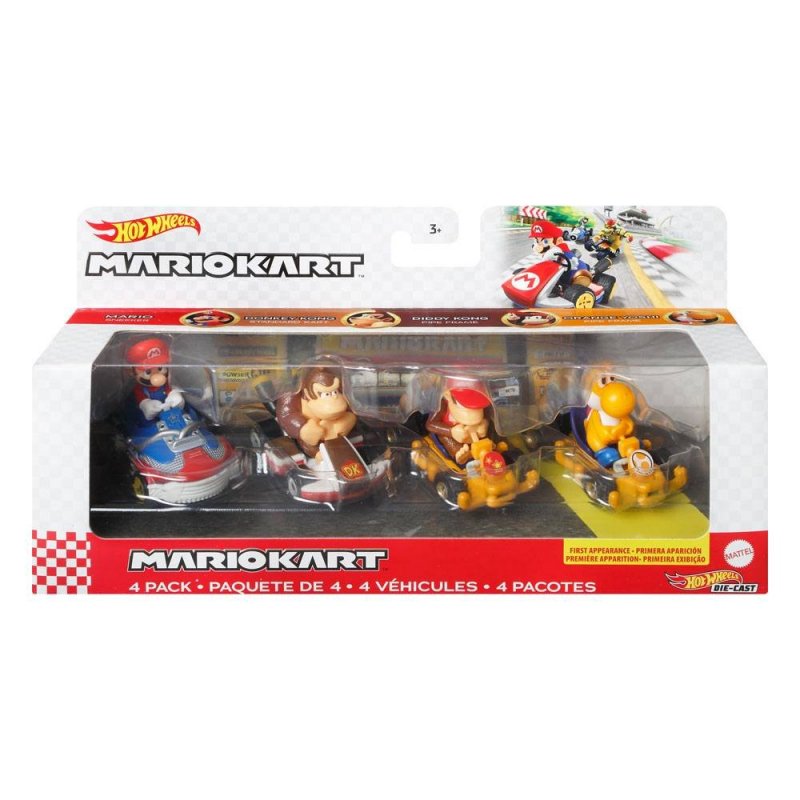 De Toyboys Mario Kart Hot Wheels Diecast Vehicle 4Pack 1/64 Mario