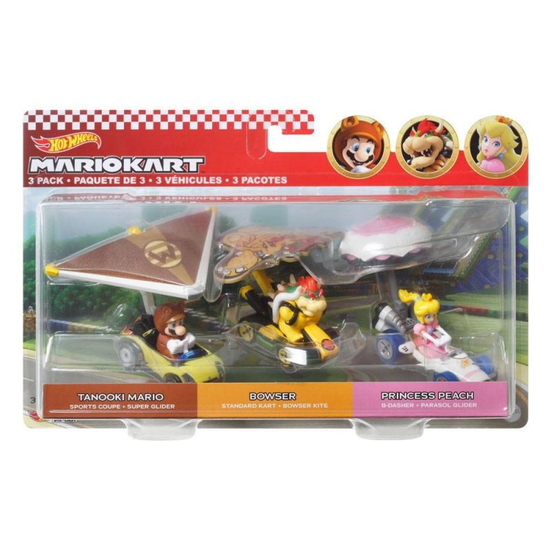 De Toyboys Mario Kart Hot Wheels Diecast Vehicle 3Pack 1/64 Tanooki