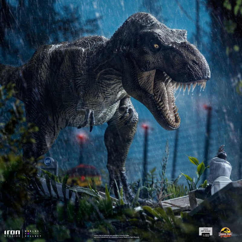 De Toyboys  Jurassic Park Demi Art Scale Statue 1/20 T-Rex attacks Donald  Gennaro 30 cm