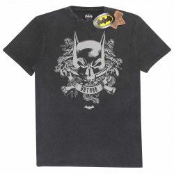 DC Comics Batman - Skull Crest (SuperHeroes Inc. Acid Wash T-Shirt) Size:Ex Ex Large