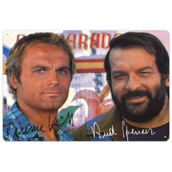Bud Spencer & Terence Hill Tin Sign Autogramm 20 x 30 cm