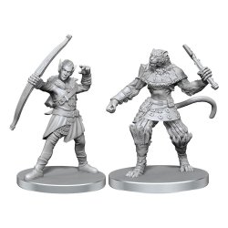 Pathfinder Deep Cuts Unpainted Miniatures Elf Hunter & Catfolk Bandit