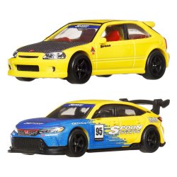 Hot Wheels Premium Car Culture Diecast Vehicle 2-Pack 1/64 '99 Honda Civic Type R (EK9) & Honda Civic Type R