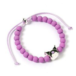 Hello Kitty Bracelet purple beads with Kuromi Charm 21 cm