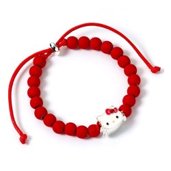 Hello Kitty Bracelet red beads with Hello Kitty Charm 21 cm