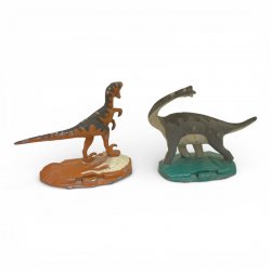 Jurassic Park - Brachiosaurus and Velociraptor Die Cast Metal Dinosaur