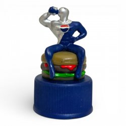 Pepsi Man Food Sitting on Hamburger Bottle Cap