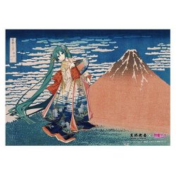 Katsushika Hokusai x Hatsune Miku Acrylic Panel Thirty-six Views of Mount Fuji Fine Wind, Clear Morning 30 cm