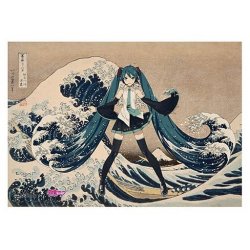 Katsushika Hokusai x Hatsune Miku Acrylic Panel Thirty-six Views of Mount Fuji The Great Wave off Kanagawa 30 cm