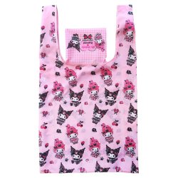 Sanrio Pink Black Party Series Tote Bag Kuromi & My Melody Foldable