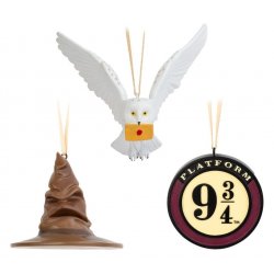 Harry Potter Set of 3 Christmas Ornaments Sorting Hat, Platform 9 3/4 and Hedwig 7 cm