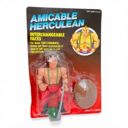 Amicable Herculean - Red Pants / Green Suspenders / Bald