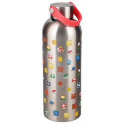 Super Mario Metal Water Bottle with Carry Loop