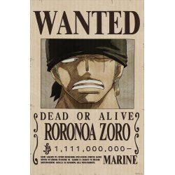 One Piece 3D Poster Wanted Roronoa Zoro 38 x 58 cm