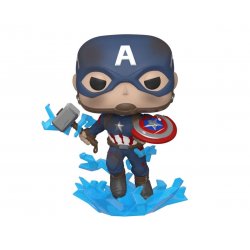 Avengers: Endgame POP! Movies Vinyl Figur Captain America w/Broken Shield & Mjölnir 9 cm
