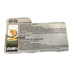GI Joe – Back-Stop (v1) Dutch French File Card